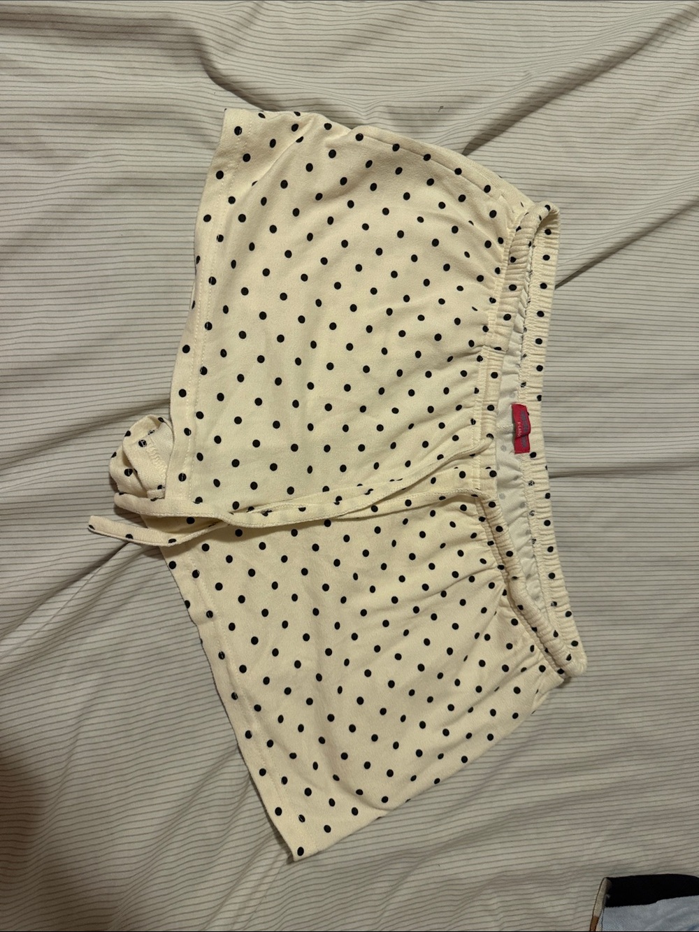 Forever moda Cream Polka Dot Lounge Shorts with Black Dots